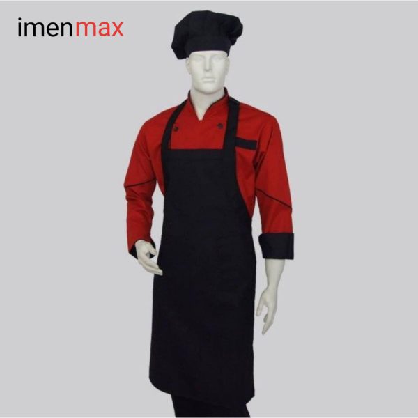 لباس رستورانی سرآشپزی قرمز مشکی
