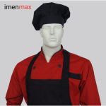 لباس رستورانی سرآشپزی قرمز مشکی آستین بلند کج راه فلامنت شیرینی سرا ها